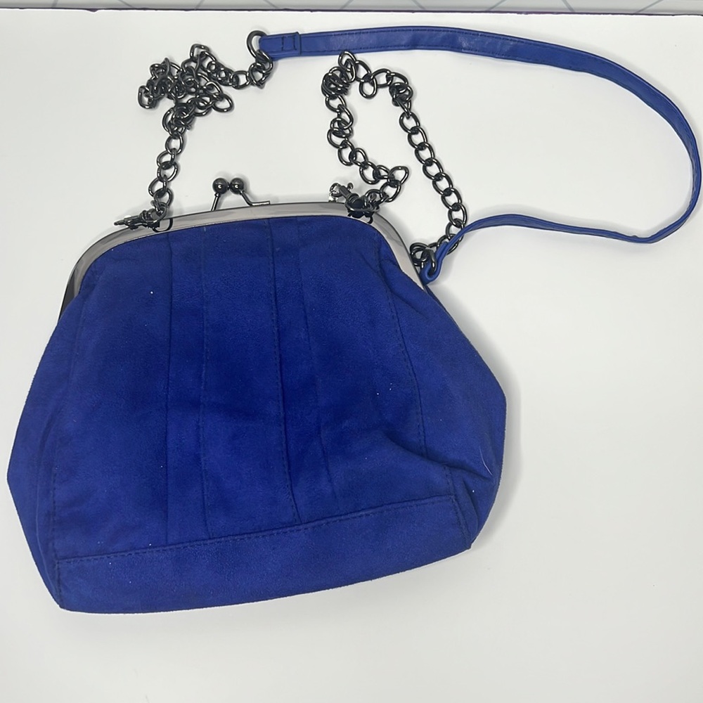 Blue suede purse